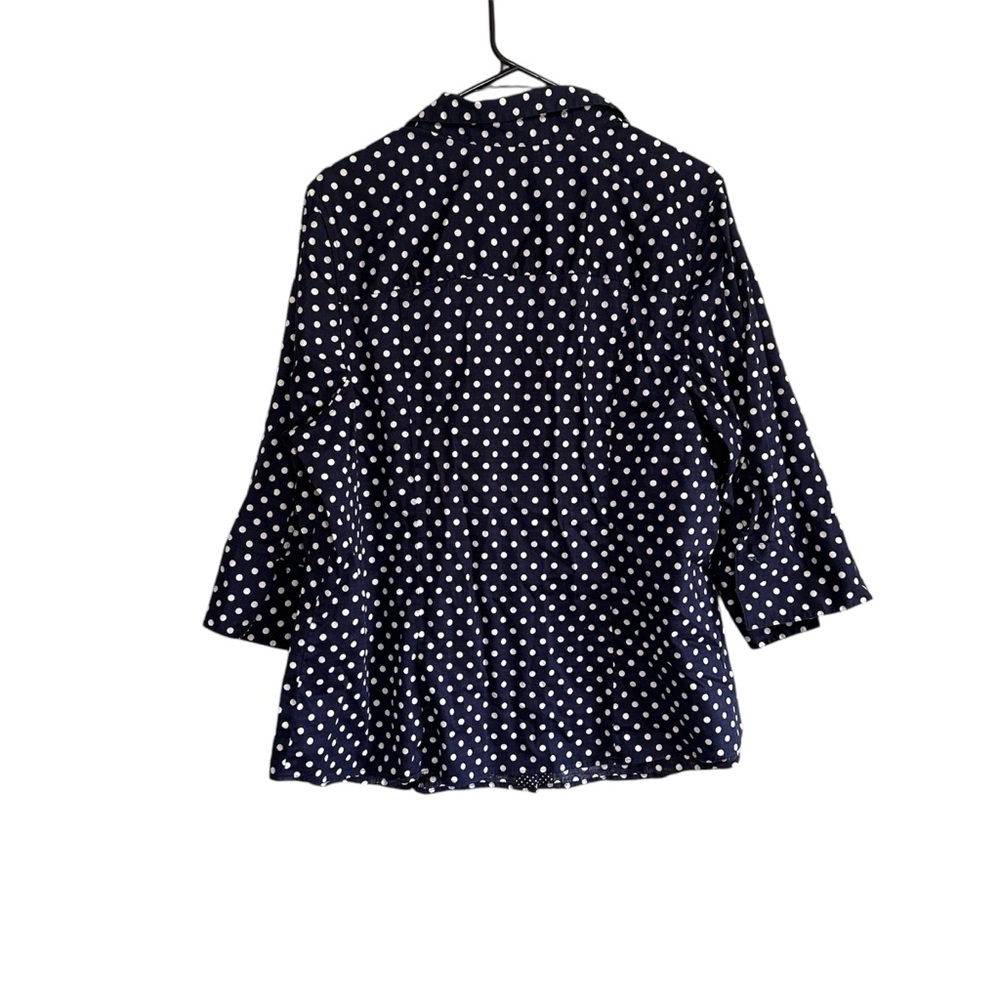 Lane Bryant Business Casual Polka Dot Navy Women's Top - Picture 3 of 6